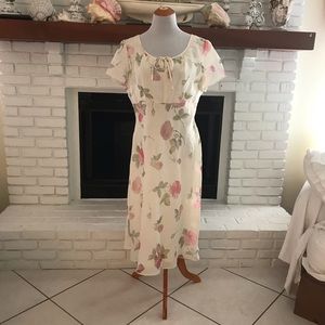 LENNIE New York Vintage 1990s Cottagecore floral roses ivory dress 1930s style